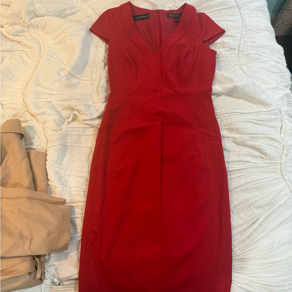 Brooks Brothers Red Cap-Sleeve Sheath Dress